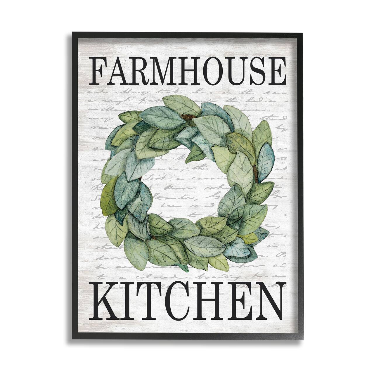 Stupell Industries Farmhouse Kitchen Phrase Tree Leaf Wreath Soft Script Framed Wall Art